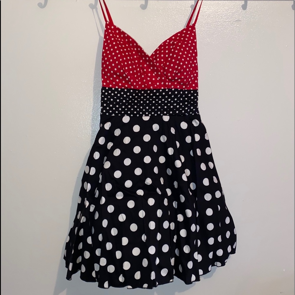 Polka Dot Skater Dress Red, White, Black